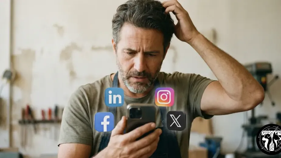 Homme utilisant les réseaux sociaux sur mobile