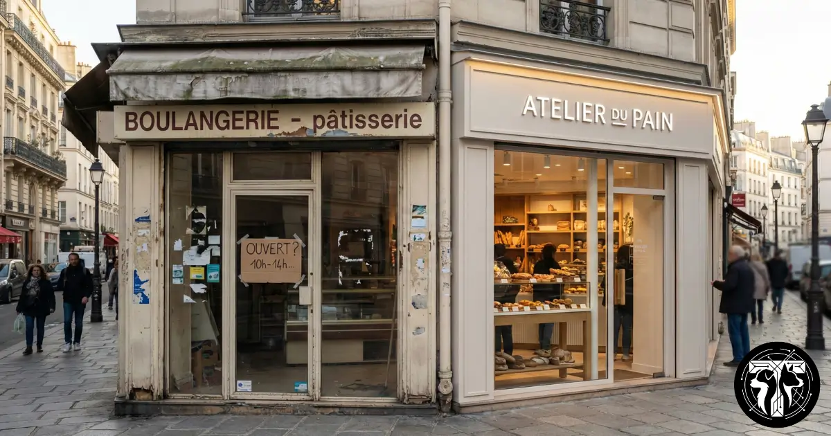 Comparaison de deux boulangeries illustrant l’impact d’une image de marque forte et cohérente