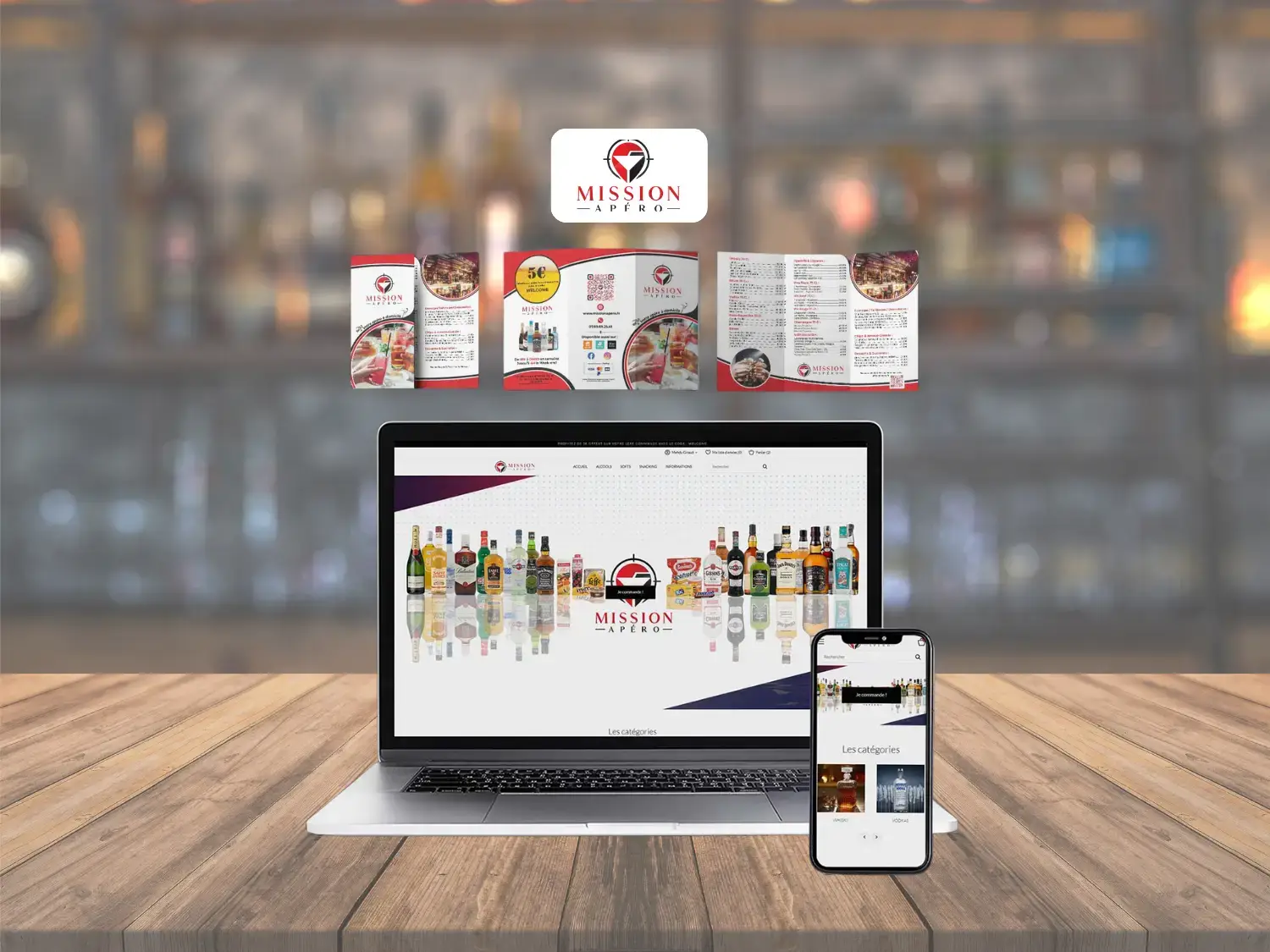 Identité visuelle et site web pour Mission Apéro, service de livraison de boissons