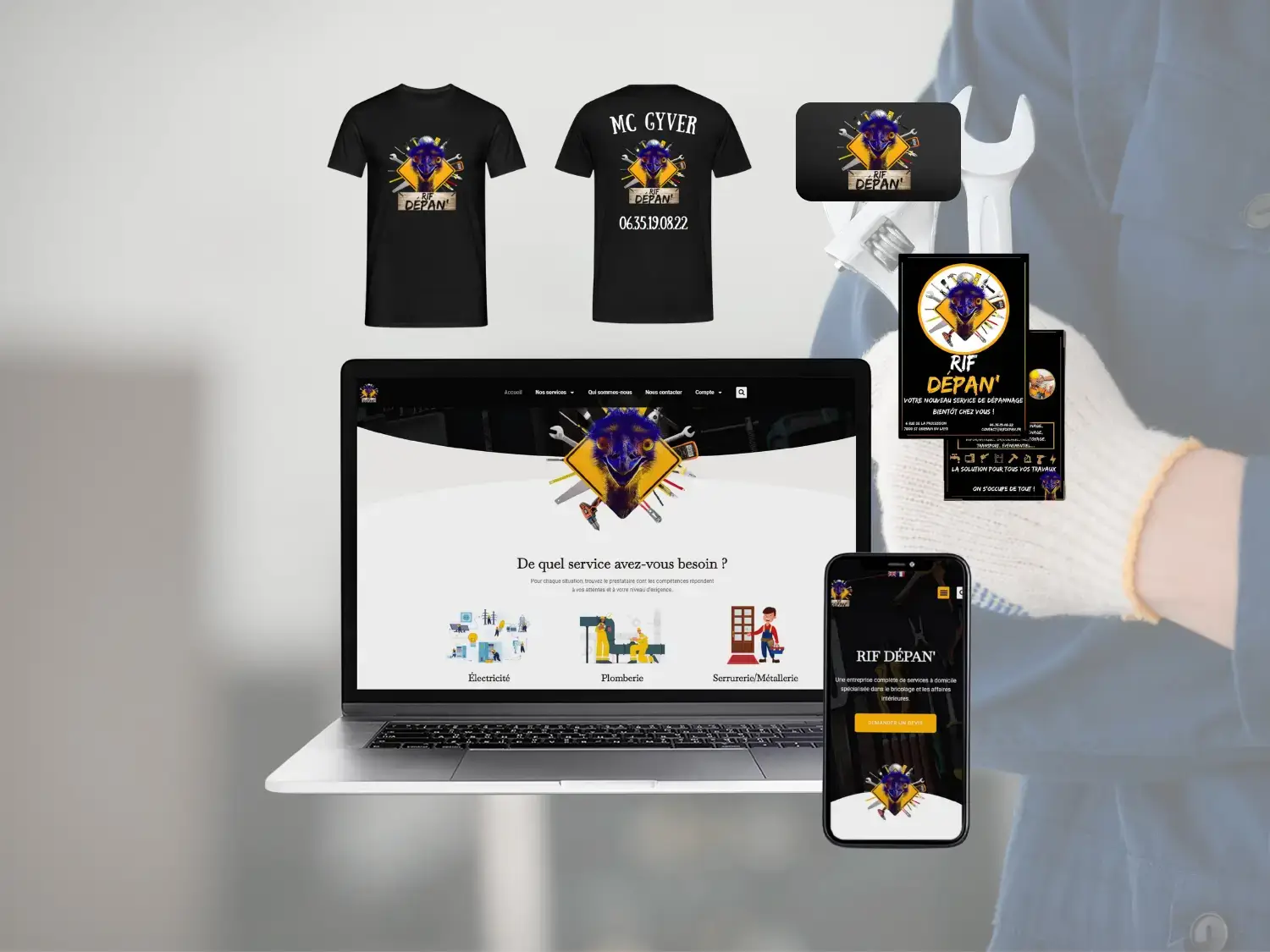Identité visuelle et site web pour RIF, artisan multi-services dépannage