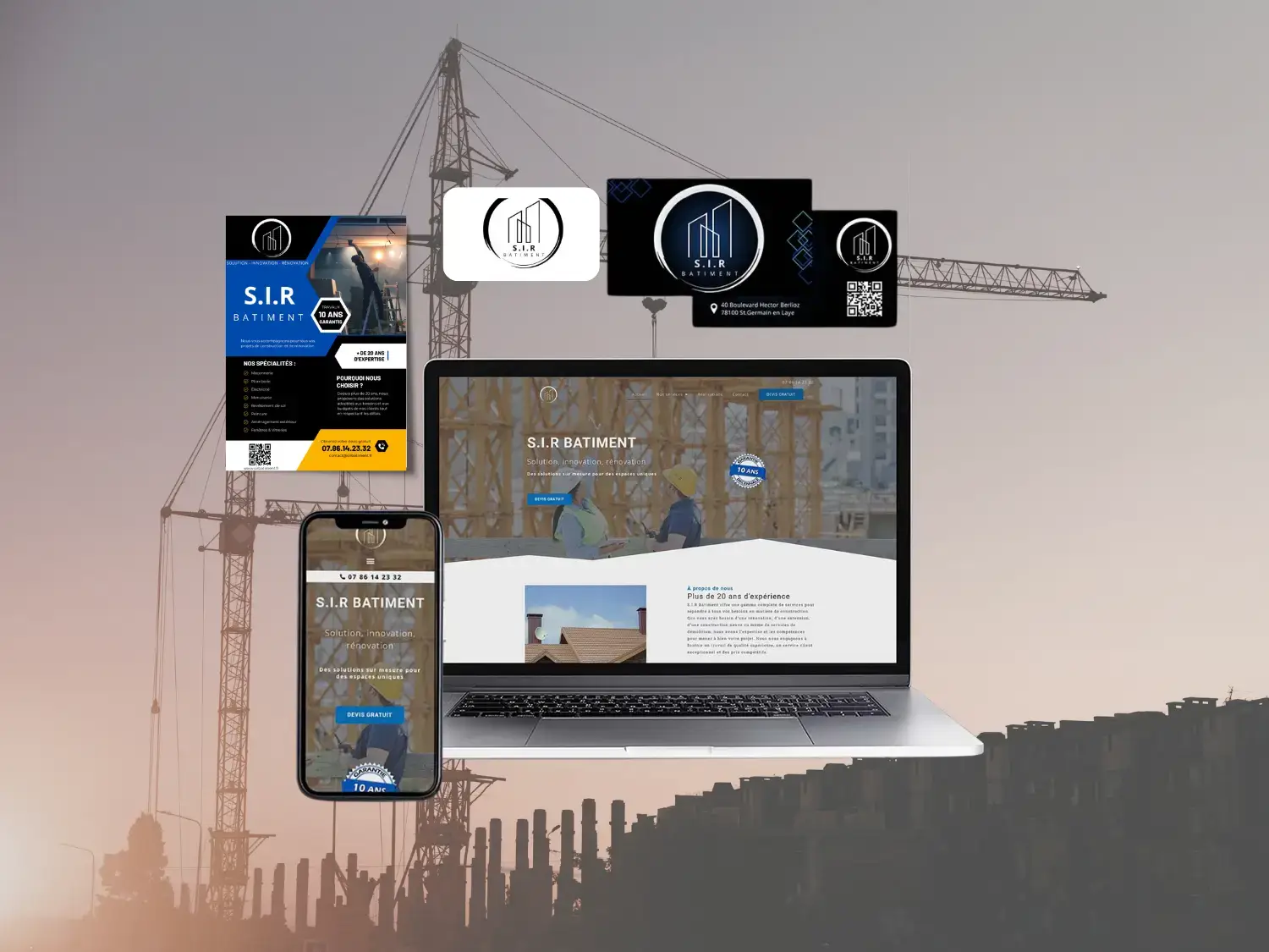 Création de site web et identité visuelle pour SIR Bâtiment, entreprise de BTP